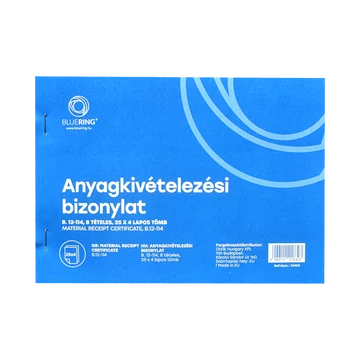 Készletkivételezési bizonylat A5, 25x4lapos 8 tételes B.12-114 Bluering®
