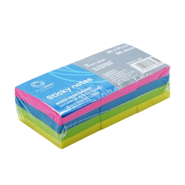 Jegyzettömb öntapadó, 38x51mm, 80lap, 12 tömb/csomag, Bluering® , neon