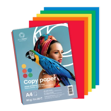 Másolópapír, színes, vegyes színek A4, 80g Bluering® 5x20 ív/csomag, intenzív mix