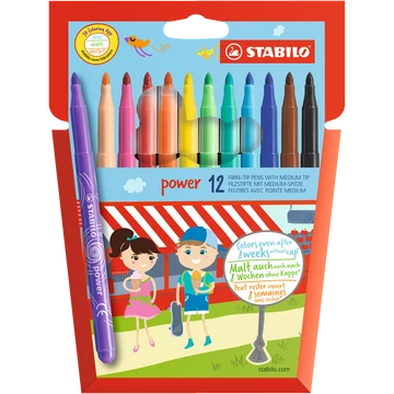 Rostirón, filctoll készlet, vízbázisú vastag hegyű Stabilo Power 280/12, 12 klf. Szín