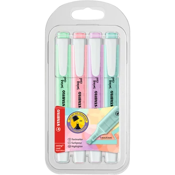 Szövegkiemelő 1-4mm, vágott hegy 4 db-os Stabilo Swing cool pastel 275/4