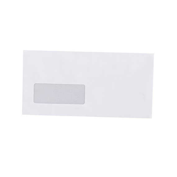 Boríték LC6/5 enyvezett bélésnyomott bal ablakos 35x90mm 114x229mm B20A20 külső záródású Bluering® fehér