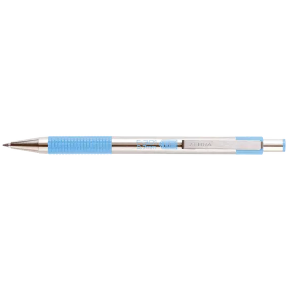 Golyóstoll 0,7mm, pasztell világoskék test, Zebra F-301, írásszín kék