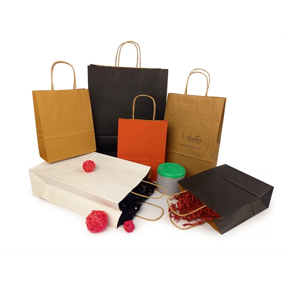 Sodrottfüles papírtáska 220x330mm 100mm talp M méret 200 db/doboz, bordázott barna